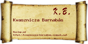 Kvasznicza Barnabás névjegykártya