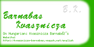 barnabas kvasznicza business card